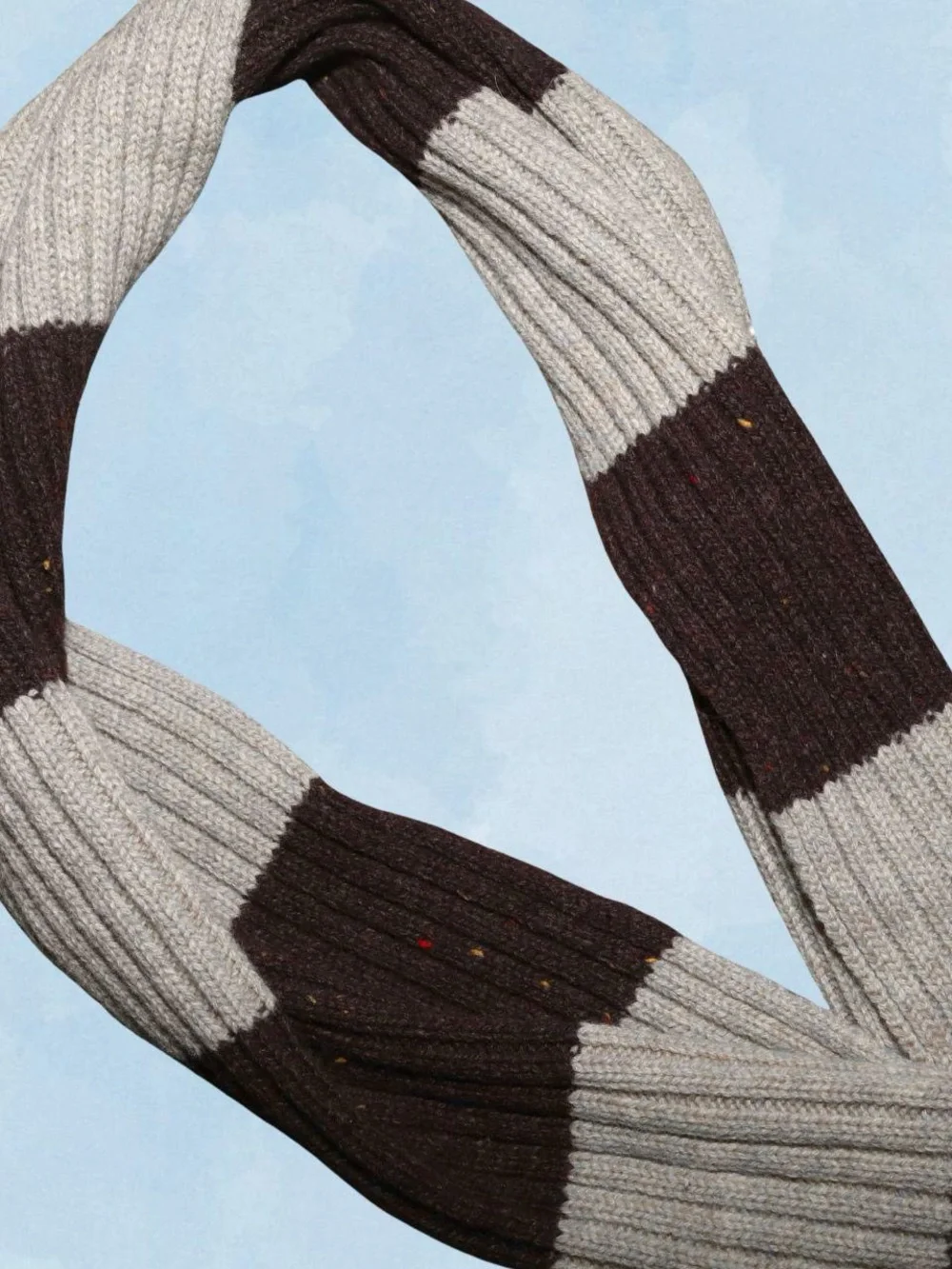 Brown striped knit scarf